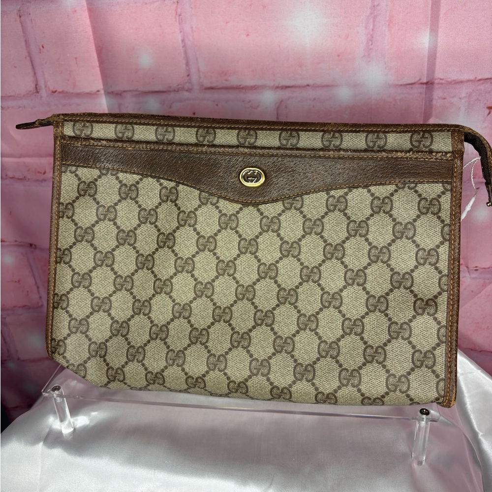 Gucci Brown Monogram Clutch